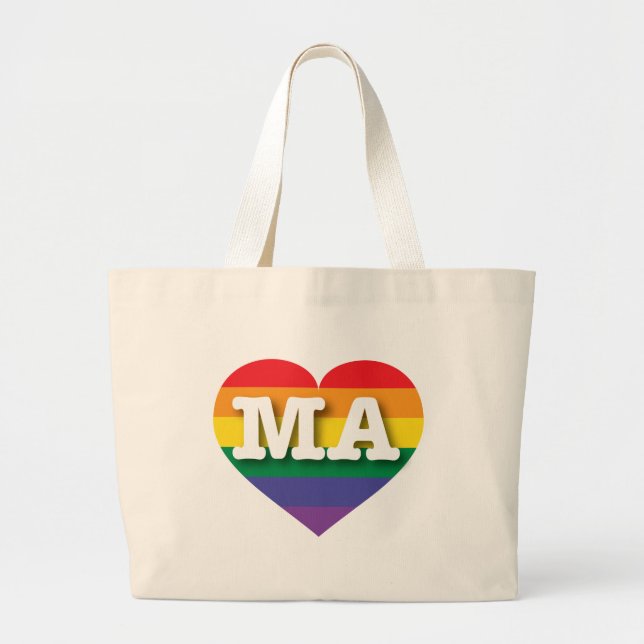 I Kärlek Massachusetts Rainbow Heart Jumbo Tygkasse (Framsidan)
