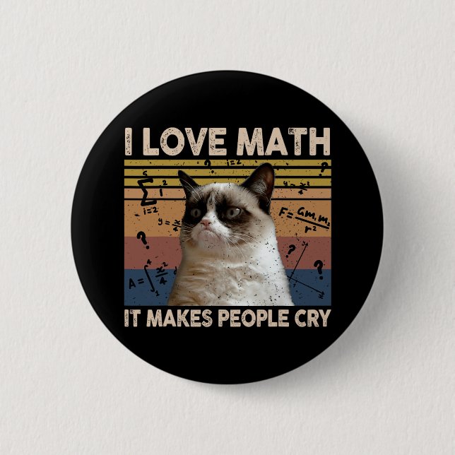 I Kärlek Math där folk Gråter Cat Lover Knapp (Framsida)