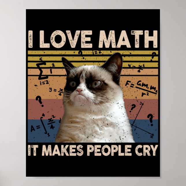 I Kärlek Math där folk Gråter Cat Lover Poster (Framsidan)