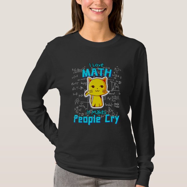 I Kärlek Math Matematemette Cat Humor Foras Geek T Shirt (Framsida)