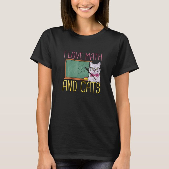 I Kärlek Math och Cats Cat Kitten Math T Shirt (Framsida)