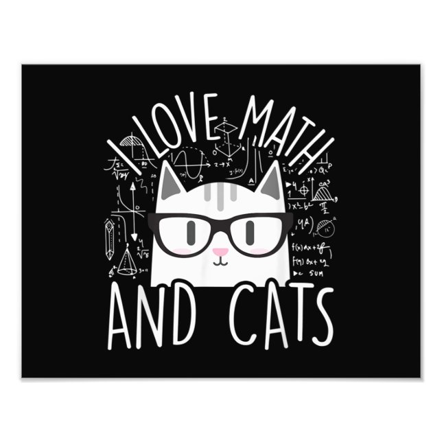 I Kärlek Math och Cats Cute Kattunge Fototryck (Framsidan)