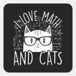 I Kärlek Math och Cats Cute Kattunge Fyrkantigt Klistermärke