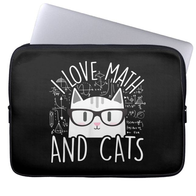 I Kärlek Math och Cats Cute Kattunge Laptop Fodral (Framsidan)