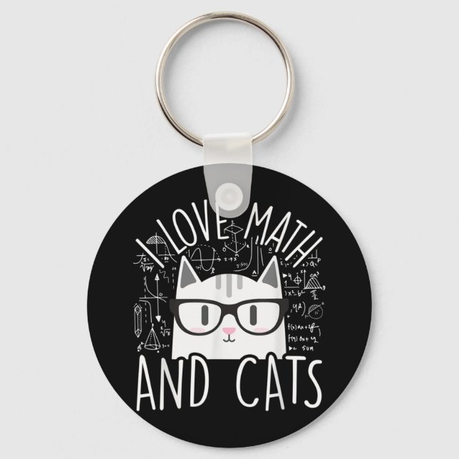 I Kärlek Math och Cats Cute Kattunge Nyckelring (Framsida)