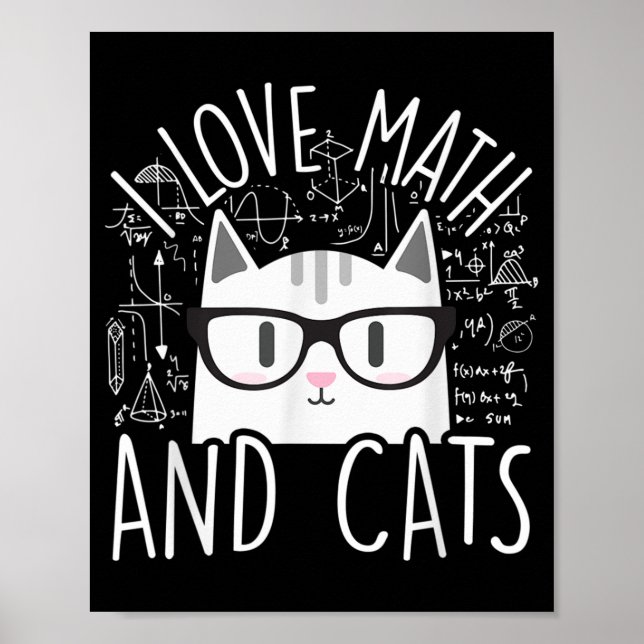 I Kärlek Math och Cats Cute Kattunge Poster (Framsidan)