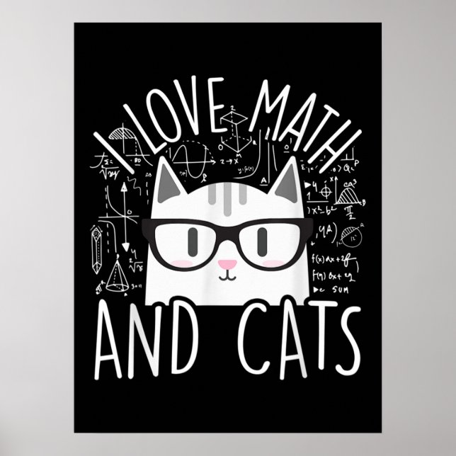 I Kärlek Math och Cats Cute Kattunge Poster (Framsidan)