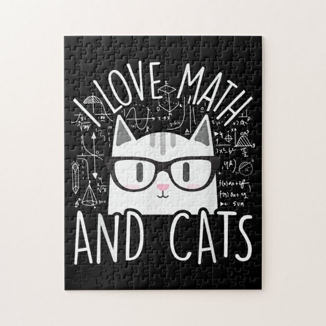 I Kärlek Math och Cats Cute Kattunge Pussel (Vertikal)