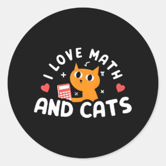 I Kärlek Math och Cats Funny Cat Lover för Math Runt Klistermärke