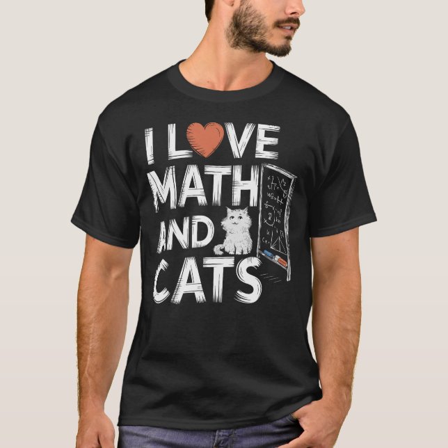 I Kärlek Math och Cats Funny Cat Lover Science Tea T Shirt (Framsida)