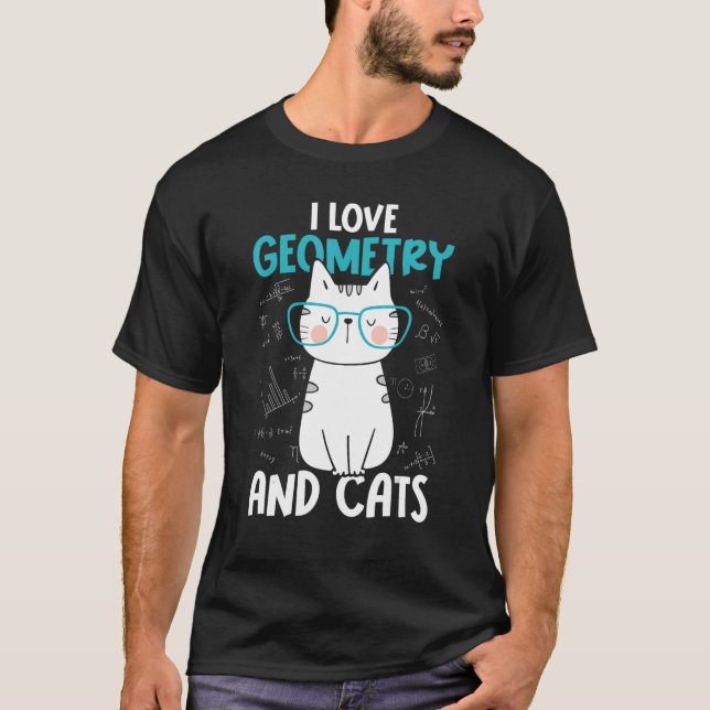 I Kärlek Math och Cats Geometry 1 T Shirt (Framsida)
