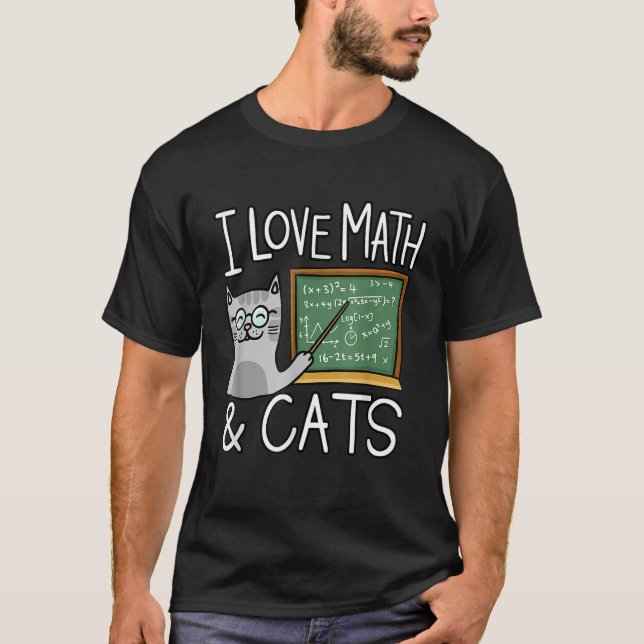 I Kärlek Math och Cats Lycklig Lärare och Student T Shirt (Framsida)