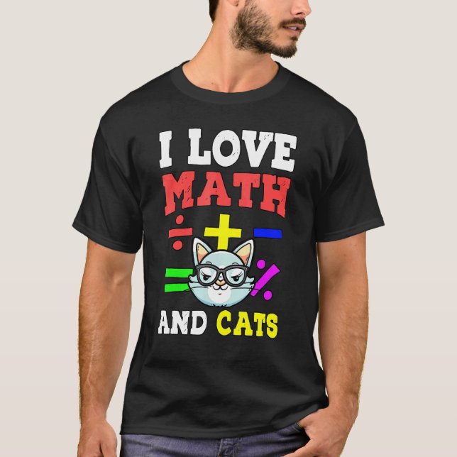 I Kärlek Math och Cats Mathematics Algebra Teacher T Shirt (Framsida)