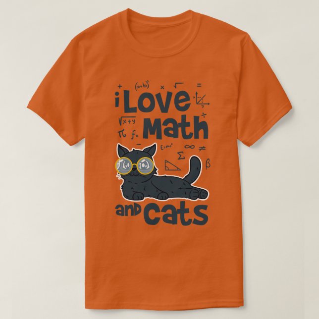 I Kärlek Math och Cats T Shirt (Design framsida)