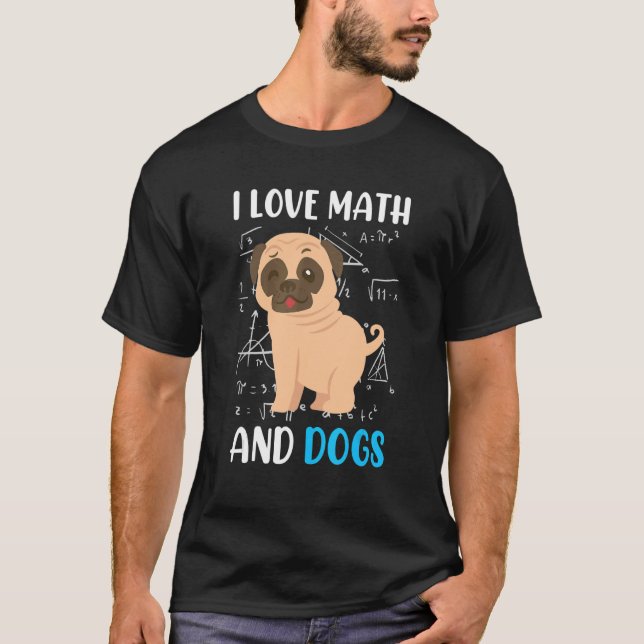 I kärlek math och hundar mops matematiker Math tea T Shirt (Framsida)