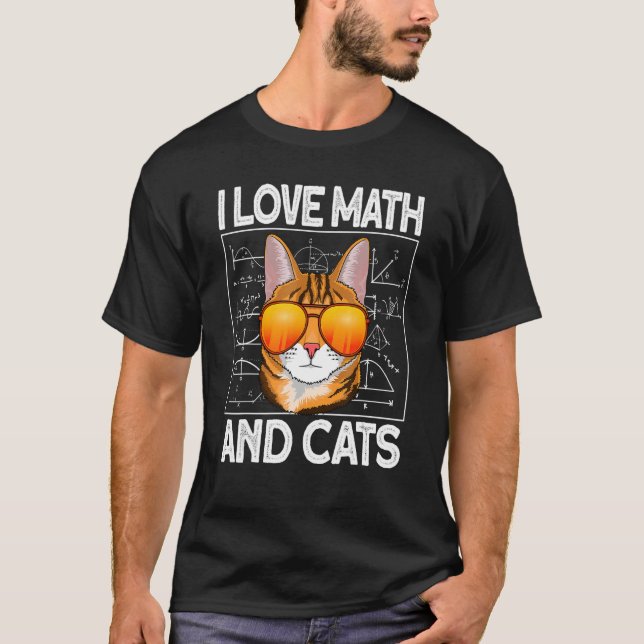 i kärlek math och katter matematik t shirt (Framsida)