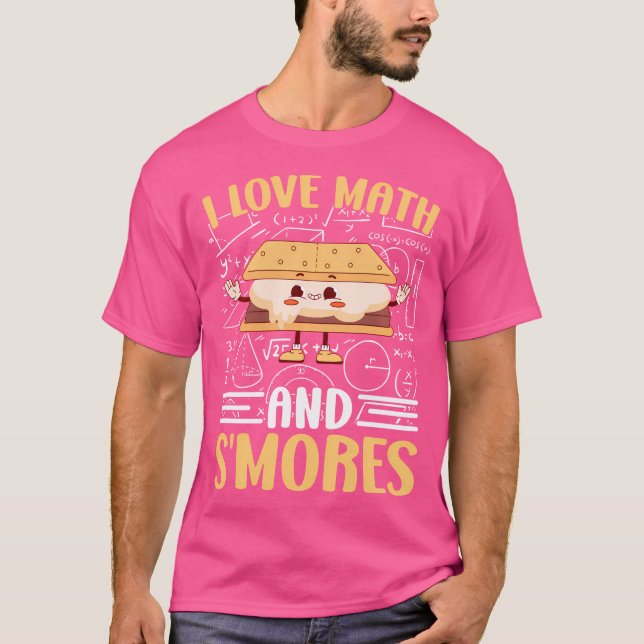 I Kärlek Math och Smores School Marshmallow Campin T Shirt (Framsida)