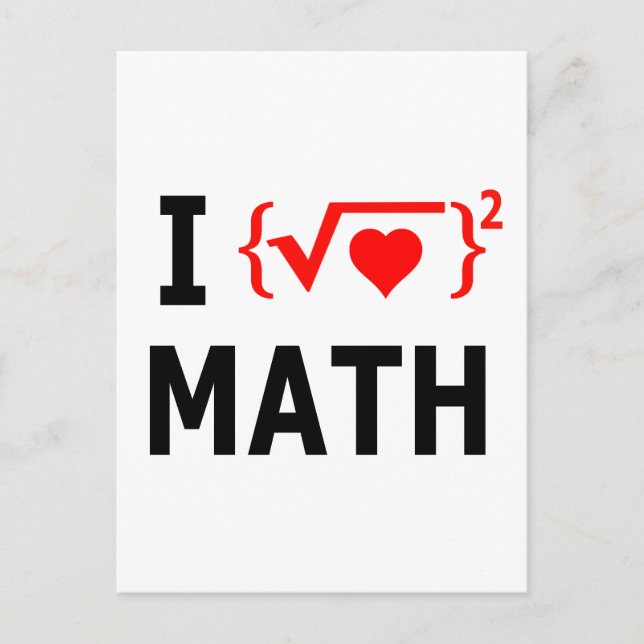 I Kärlek Math White Vykort (Framsida)