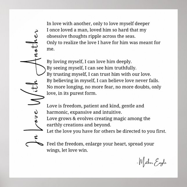 I kärlek med ett annat kärlek dikt poster man vägg (Framsidan)