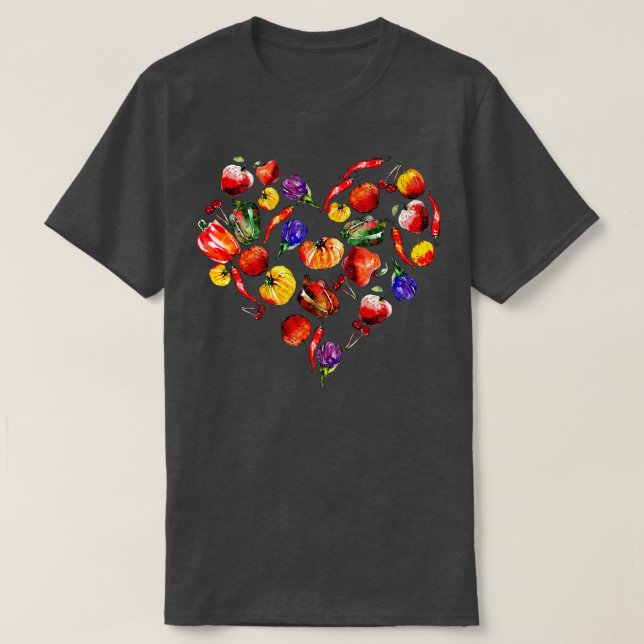 I Kärlek med grönsaker Vegan Valentines day gift T Shirt (Design framsida)