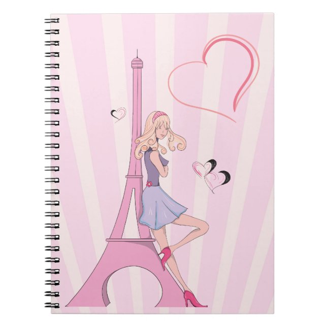 I Kärlek med Paris bärbar dator Anteckningsbok Med Spiral (Framsidan)