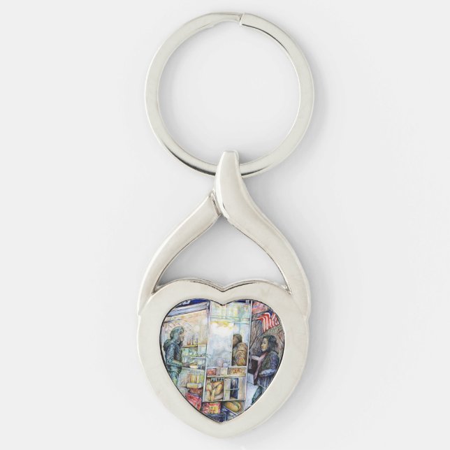 I Kärlek med problem och problem med Kärlek Twisted Heart Silverfärgad Nyckelring (Framsidan)