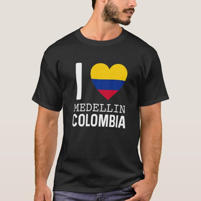 I Kärlek Medellin Colombia Flagga colombianska Pri T Shirt (Framsida)