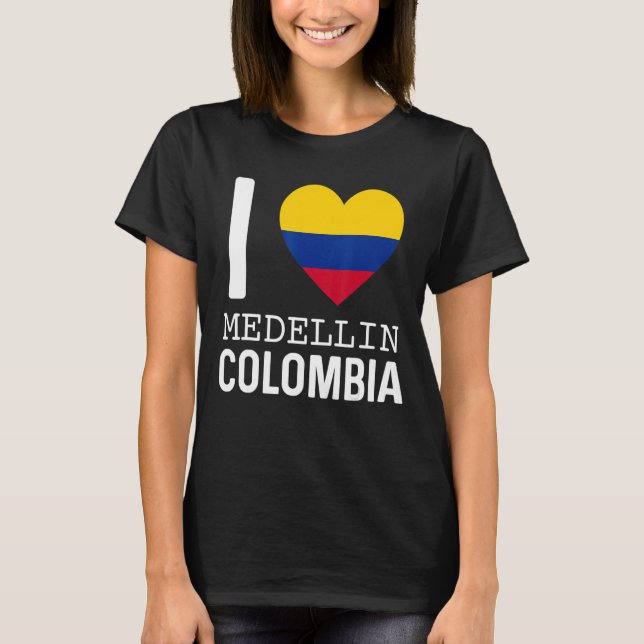 I Kärlek Medellin Colombia Flagga colombianska Pri T Shirt (Framsida)