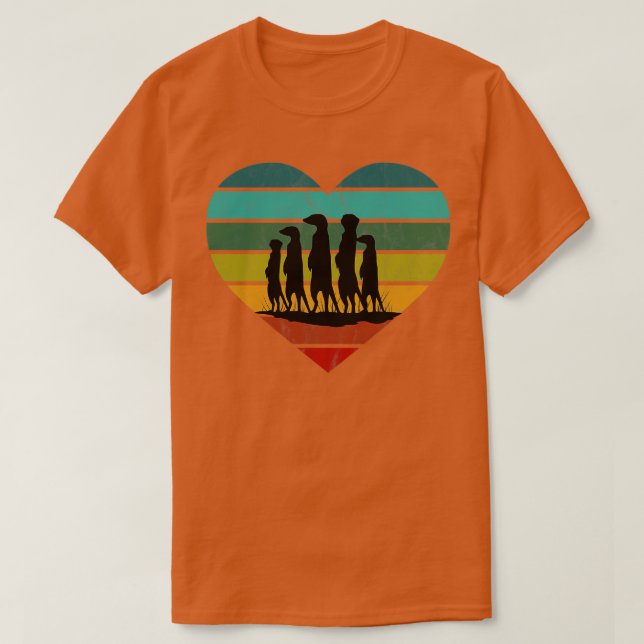 I Kärlek Meerkats Retro Heart T Shirt (Design framsida)