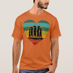 I Kärlek Meerkats Retro Heart T Shirt