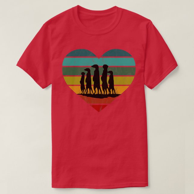 I Kärlek Meerkats Retro Heart T Shirt (Design framsida)