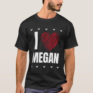 I Kärlek Megan Coola Namn Red Heart Funny Personal T Shirt