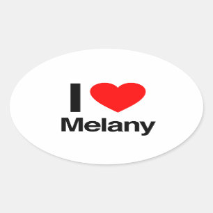 i kärlek melany ovalt klistermärke