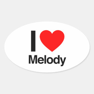 i kärlek melody ovalt klistermärke
