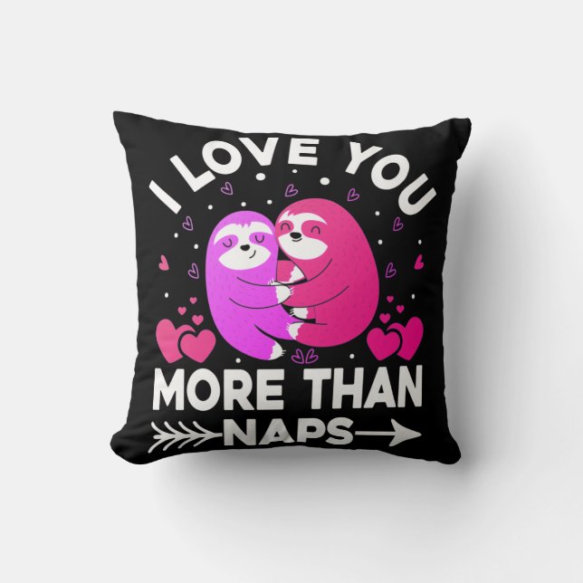 I Kärlek mer än Naps Rosa och Lila Sloths Kudde (Framsida)