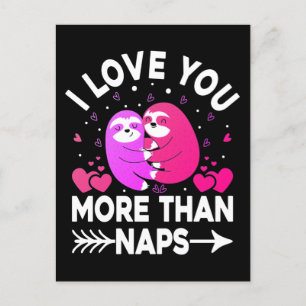 I Kärlek mer än Naps Rosa och Lila Sloths Vykort