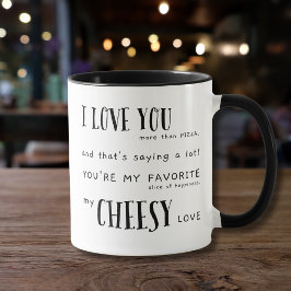 I Kärlek mer än Pizza - Typografi Kärlek citat Mugg