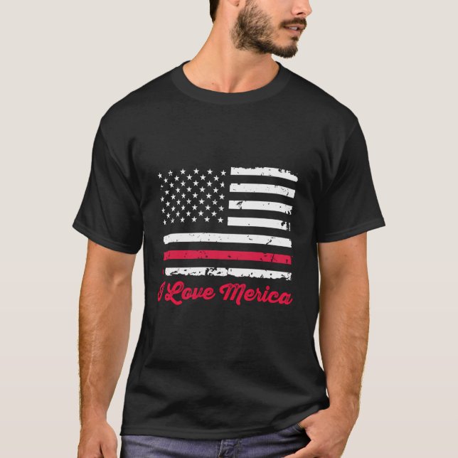 I Kärlek Merica American Flagga Roots America Toda T Shirt (Framsida)