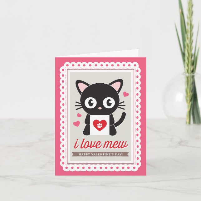 I kärlek Mew by Origami Prints Valentine Folate Ca Helgkort (Framsida)