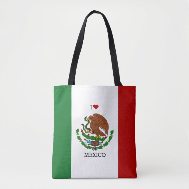 i kärlek mexico - mexikanska flagga tygkasse (Framsida)