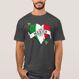 I Kärlek Mexiko Flagga Heart Tattoo Flash T Shirt
