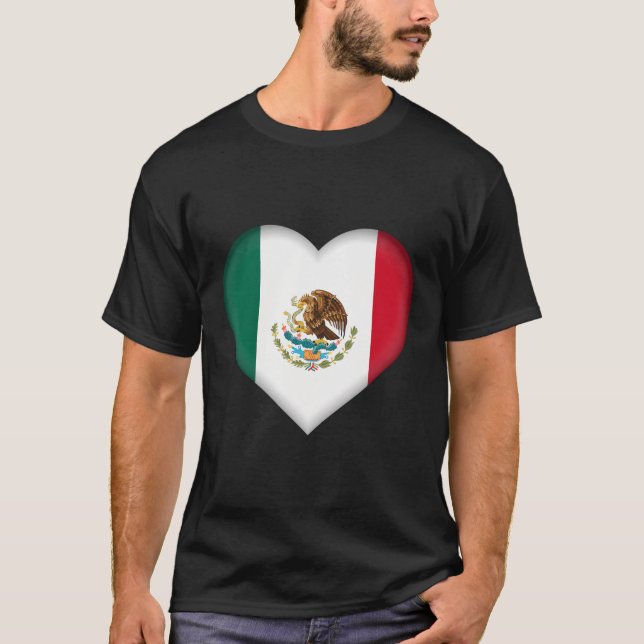 I Kärlek Mexiko, mexikanska Flagga Heart Outfit T Shirt (Framsida)