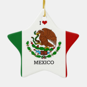 I Kärlek Mexiko, mexikanska Flagga Julgransprydnad Keramik
