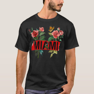 I Kärlek Miami Coola Blommigt Miami Beach Illustr T Shirt