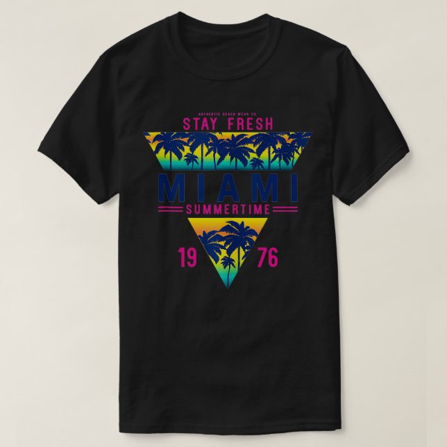 I Kärlek Miami Florida Coola Miami Beach Illustrat T Shirt (Design framsida)