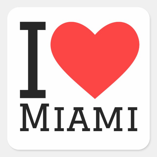 I kärlek miami fyrkantigt klistermärke (Framsida)