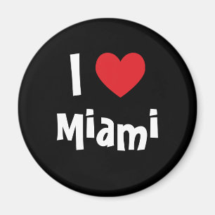 I Kärlek Miami Red Heart White på Black Magnet