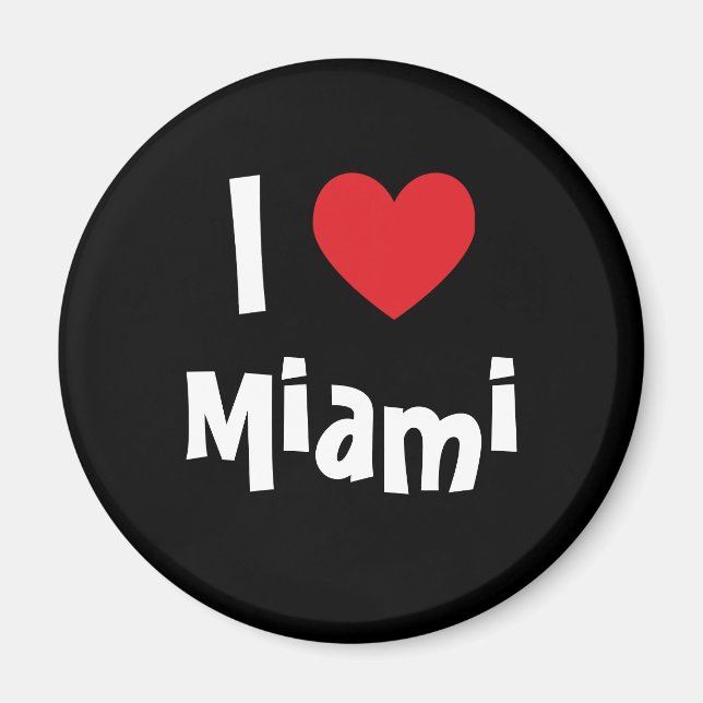 I Kärlek Miami Red Heart White på Black Magnet (Framsidan)