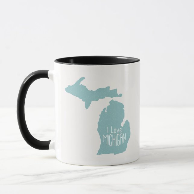 I Kärlek Michigan Blue Grått Mugg (Vänster)