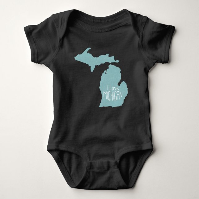I Kärlek Michigan Blue Grått T Shirt (Framsida)